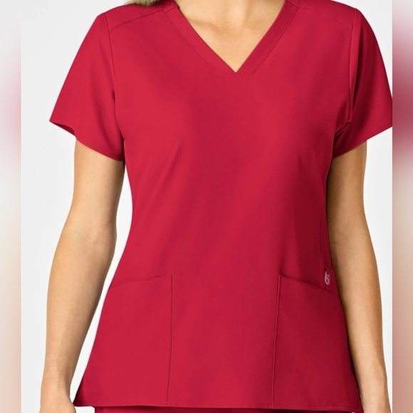 Four Stretch 4 - Red Scrub Top - Picture 1 of 6